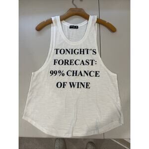 Women Wine Lover Tank Top White Muscle T Shirt Pajama Top Lounge Slub Knit